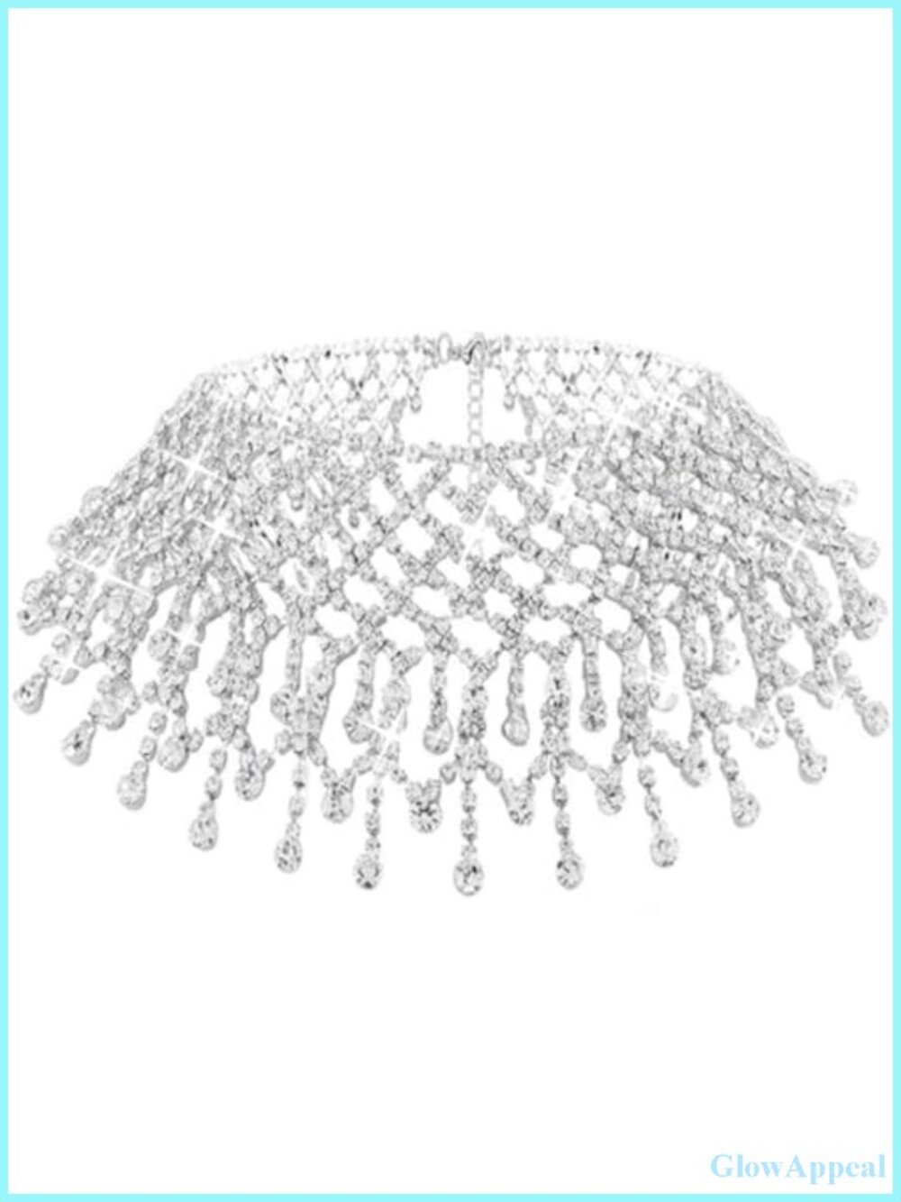 Rhinestone Choker Necklace Crystal Statement Silver Finish S-Hook